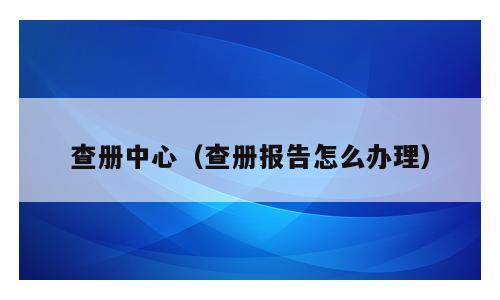 查册中心（查册报告怎么办理）