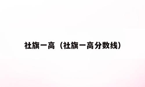 社旗一高（社旗一高分数线）