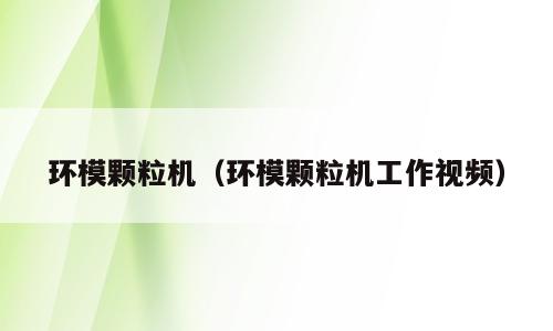 环模颗粒机（环模颗粒机工作视频）