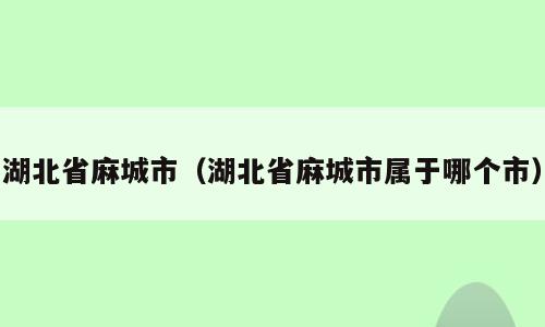湖北省麻城市（湖北省麻城市属于哪个市）