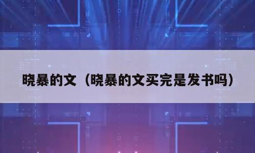 晓暴的文（晓暴的文买完是发书吗）
