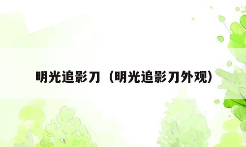 明光追影刀（明光追影刀外观）