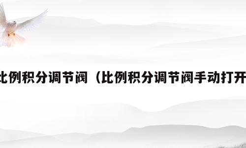 比例积分调节阀（比例积分调节阀手动打开）