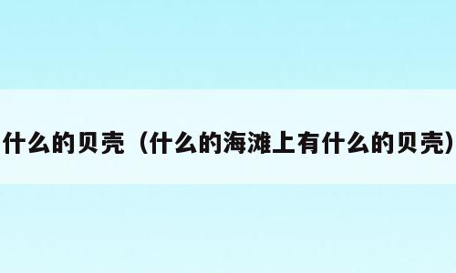什么的贝壳（什么的海滩上有什么的贝壳）