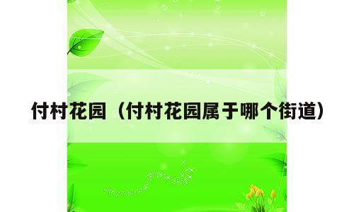 付村花园（付村花园属于哪个街道）