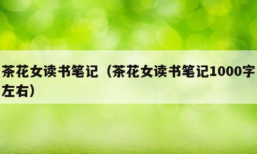 茶花女读书笔记（茶花女读书笔记1000字左右）