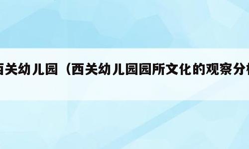 西关幼儿园（西关幼儿园园所文化的观察分析）