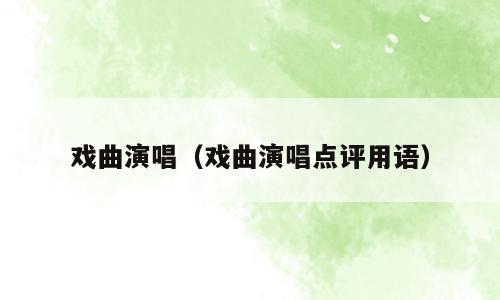 戏曲演唱（戏曲演唱点评用语）