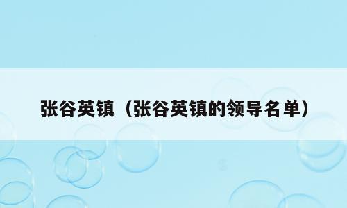 张谷英镇（张谷英镇的领导名单）