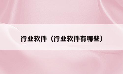 行业软件（行业软件有哪些）