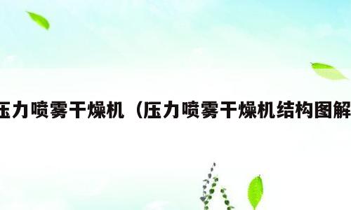 压力喷雾干燥机（压力喷雾干燥机结构图解）