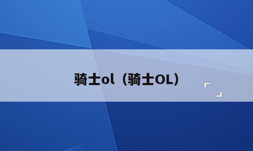 骑士ol（骑士OL）
