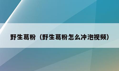 野生葛粉（野生葛粉怎么冲泡视频）