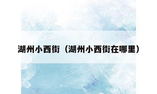 湖州小西街（湖州小西街在哪里）