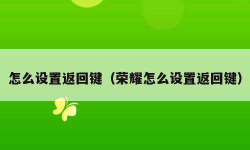 怎么设置返回键（荣耀怎么设置返回键）