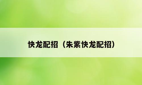 快龙配招（朱紫快龙配招）