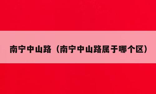 南宁中山路（南宁中山路属于哪个区）