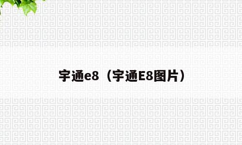 宇通e8（宇通E8图片）