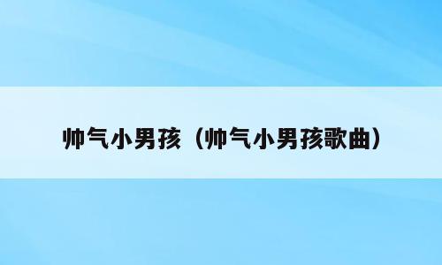 帅气小男孩（帅气小男孩歌曲）