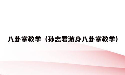 八卦掌教学（孙志君游身八卦掌教学）