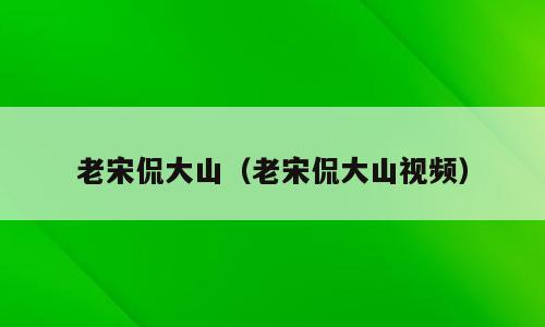老宋侃大山（老宋侃大山视频）