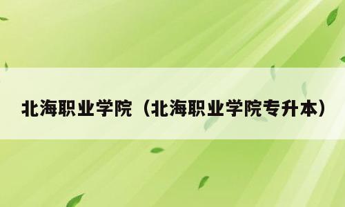 北海职业学院（北海职业学院专升本）