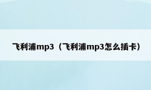 飞利浦mp3（飞利浦mp3怎么插卡）