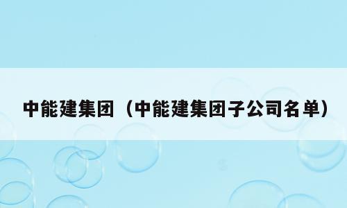 中能建集团（中能建集团子公司名单）