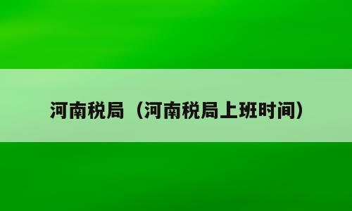 河南税局（河南税局上班时间）