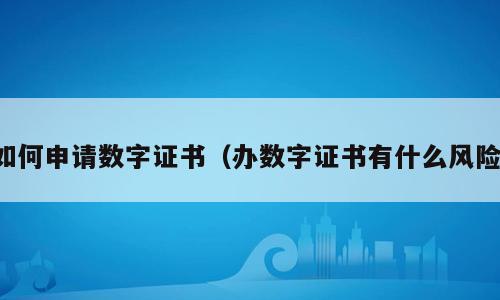 如何申请数字证书（办数字证书有什么风险）