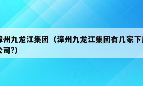 漳州九龙江集团（漳州九龙江集团有几家下属公司?）
