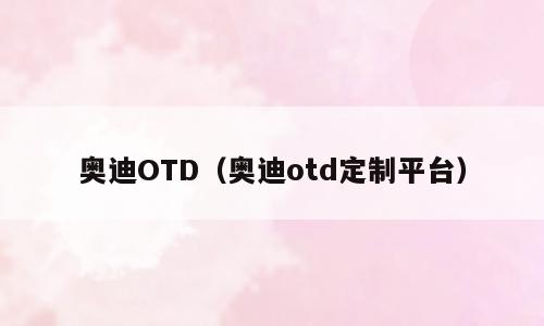 奥迪OTD（奥迪otd定制平台）