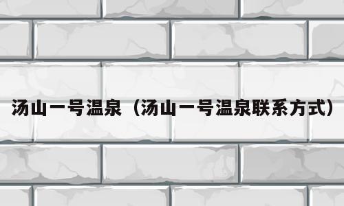 汤山一号温泉（汤山一号温泉联系方式）