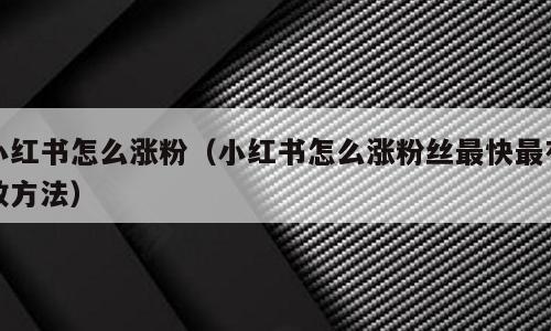 小红书怎么涨粉（小红书怎么涨粉丝最快最有效方法）