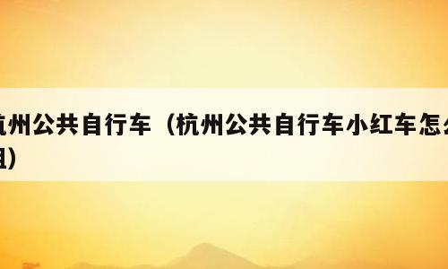 杭州公共自行车（杭州公共自行车小红车怎么租）
