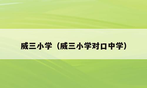 威三小学（威三小学对口中学）