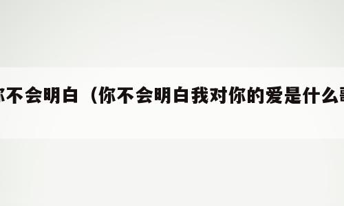 你不会明白（你不会明白我对你的爱是什么歌）