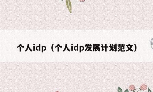 个人idp（个人idp发展计划范文）