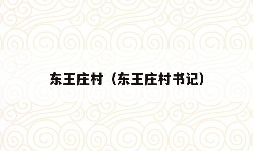 东王庄村（东王庄村书记）