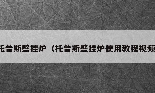 托普斯壁挂炉（托普斯壁挂炉使用教程视频）