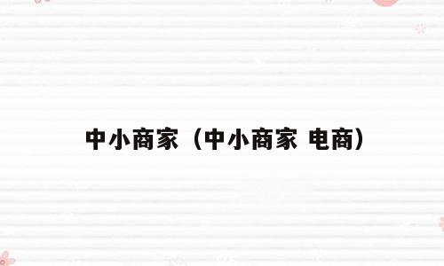 中小商家（中小商家 电商）