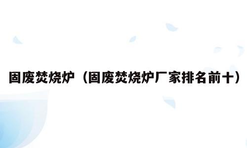 固废焚烧炉（固废焚烧炉厂家排名前十）