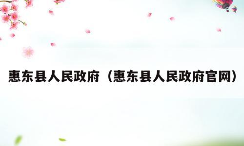 惠东县人民政府（惠东县人民政府官网）