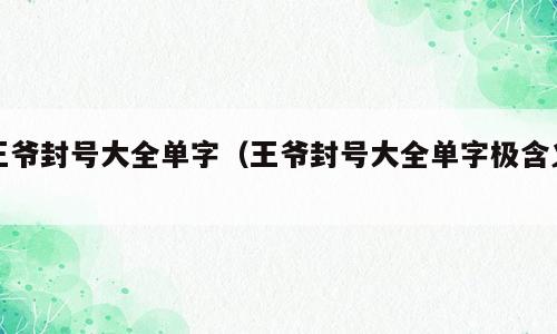 王爷封号大全单字（王爷封号大全单字极含义）