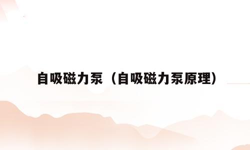 自吸磁力泵（自吸磁力泵原理）