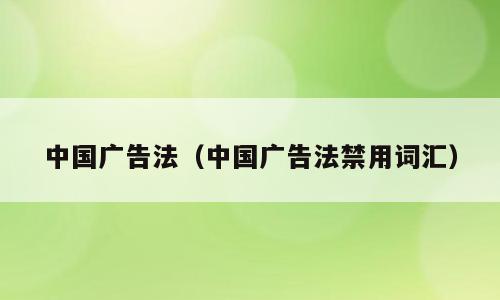 中国广告法（中国广告法禁用词汇）