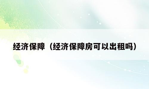经济保障（经济保障房可以出租吗）