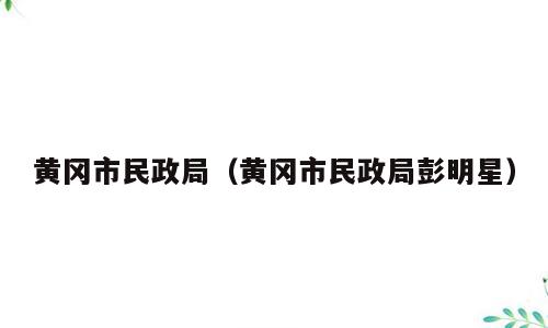 黄冈市民政局（黄冈市民政局彭明星）