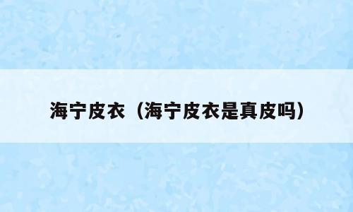 海宁皮衣（海宁皮衣是真皮吗）