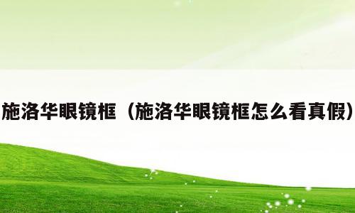 施洛华眼镜框（施洛华眼镜框怎么看真假）